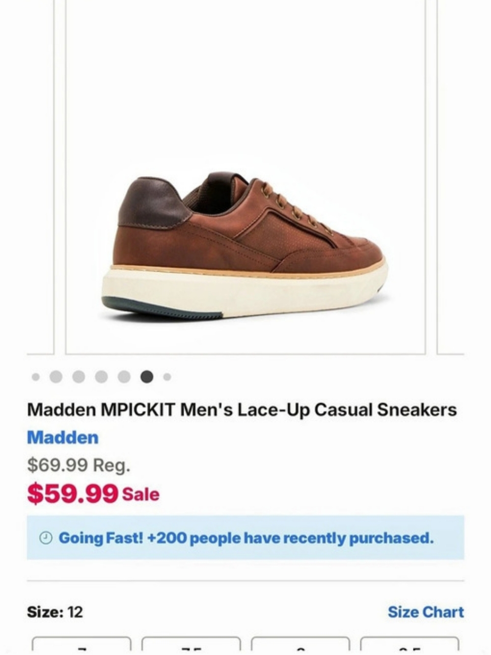 Steve Madden Men's Lace-Up Casual Sneakers Size 12 BRAND NEW!
